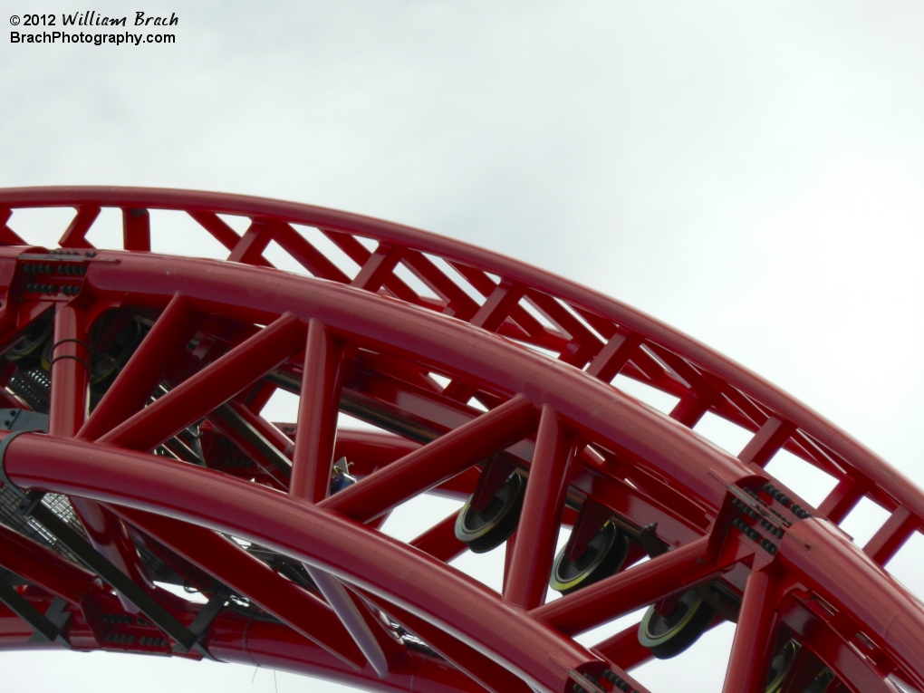 Close up view of the massive supports for the track that sits on top.