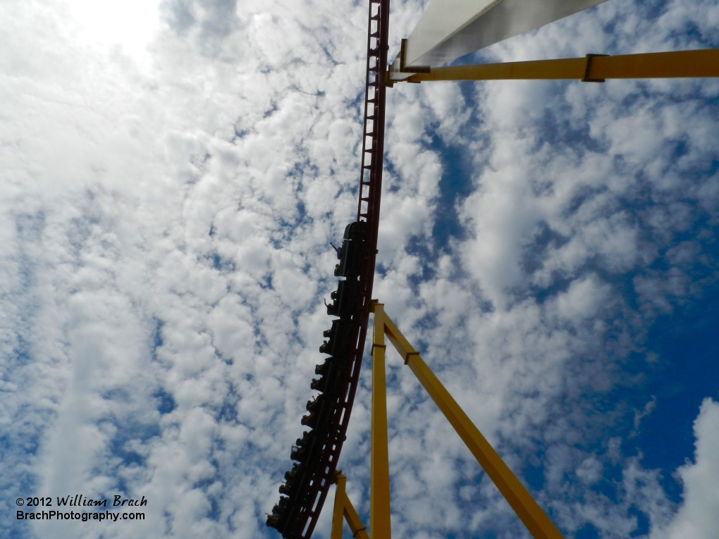 Intimidator 305 from the ground looking up at the second hill.