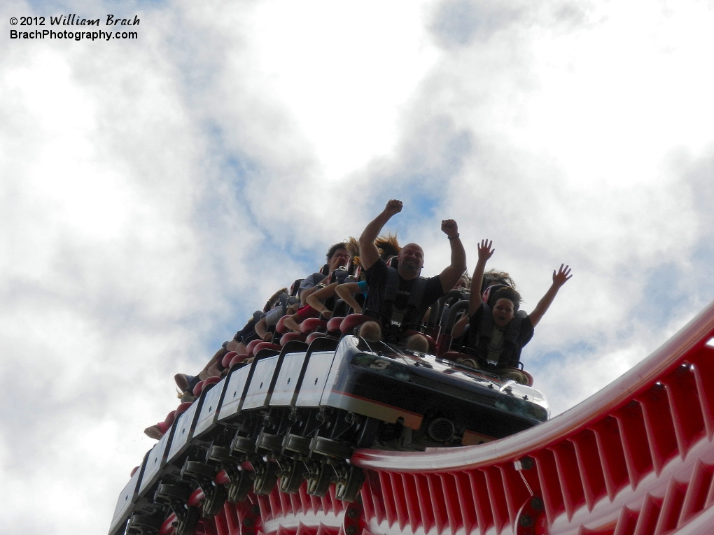 Riders taking the first drop plunge on I-305.