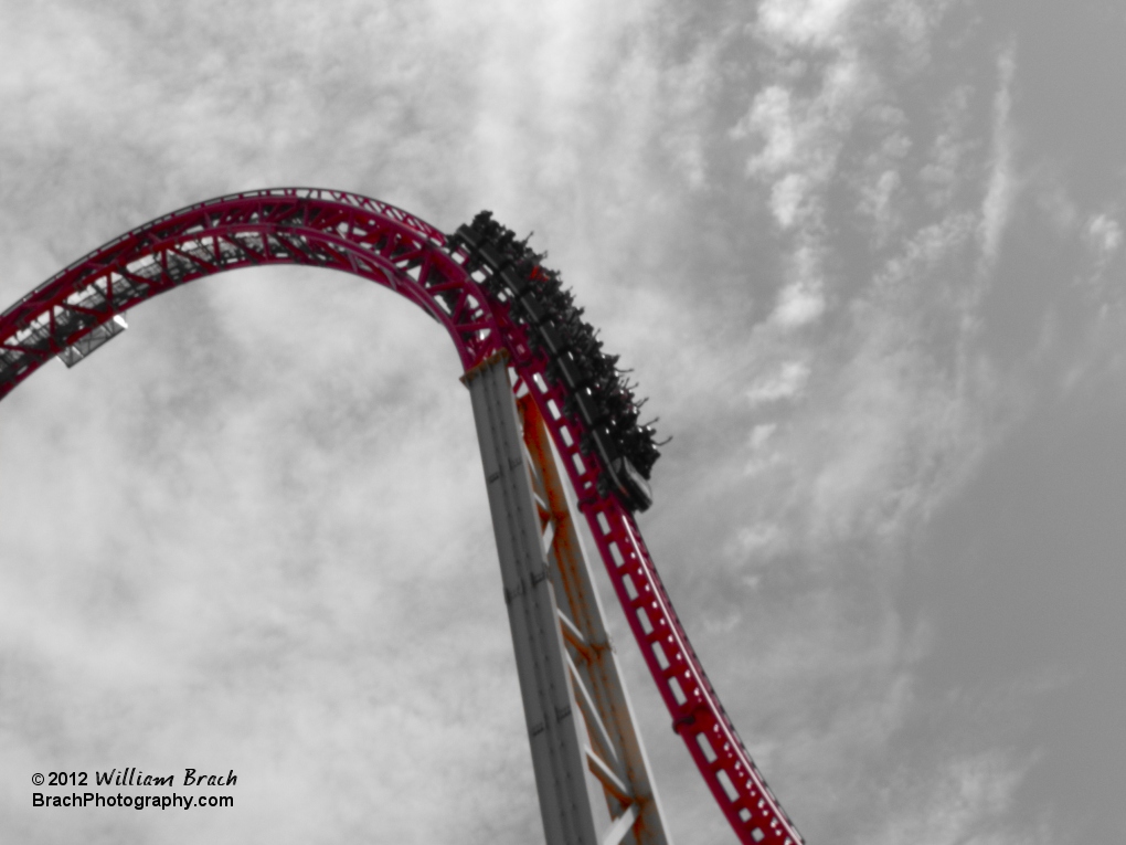 Looking up at I-305's drop.