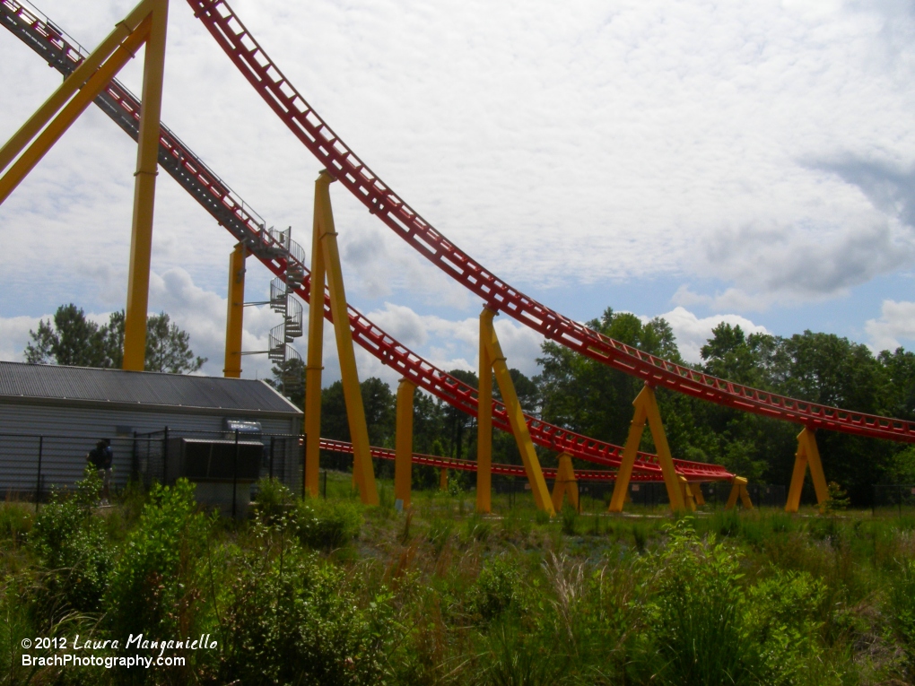 Taking a look a the coaster in a walk back tour.