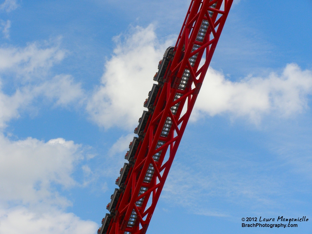 Another I-305 train going up the lift hill.