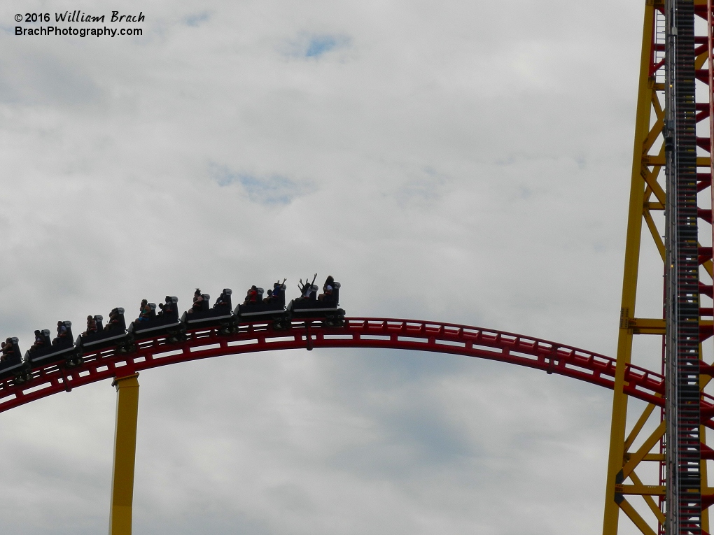 Intimidator 305 train coasting over the second hill.