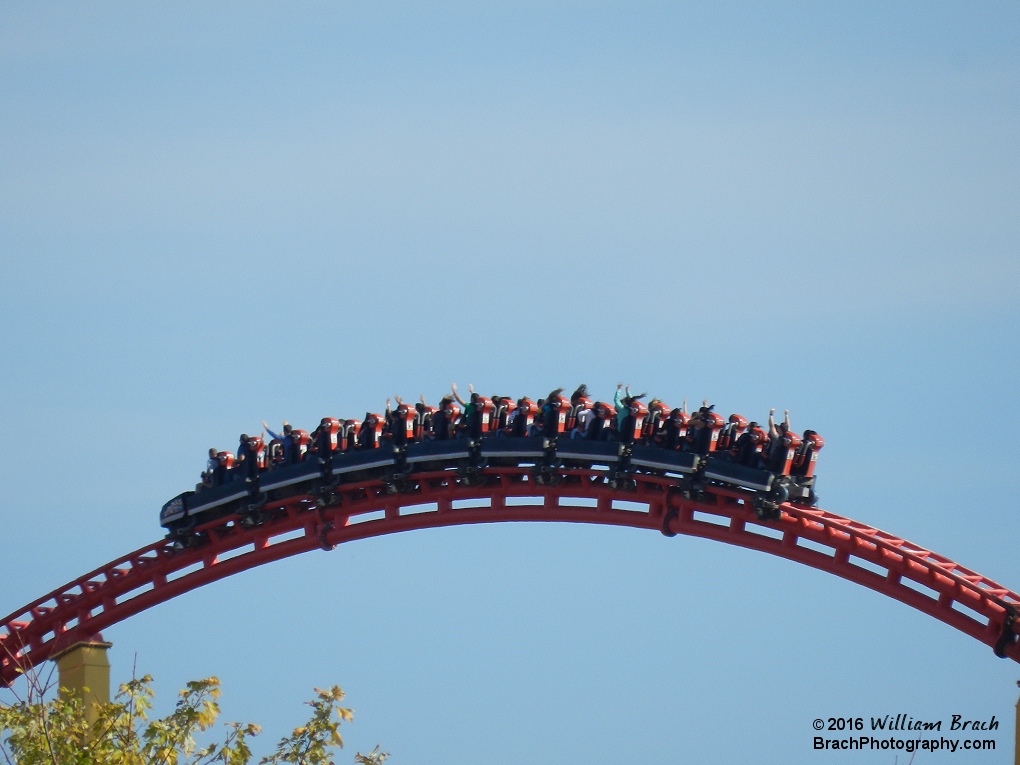 Intimidator 305 train rushing over the second hill.