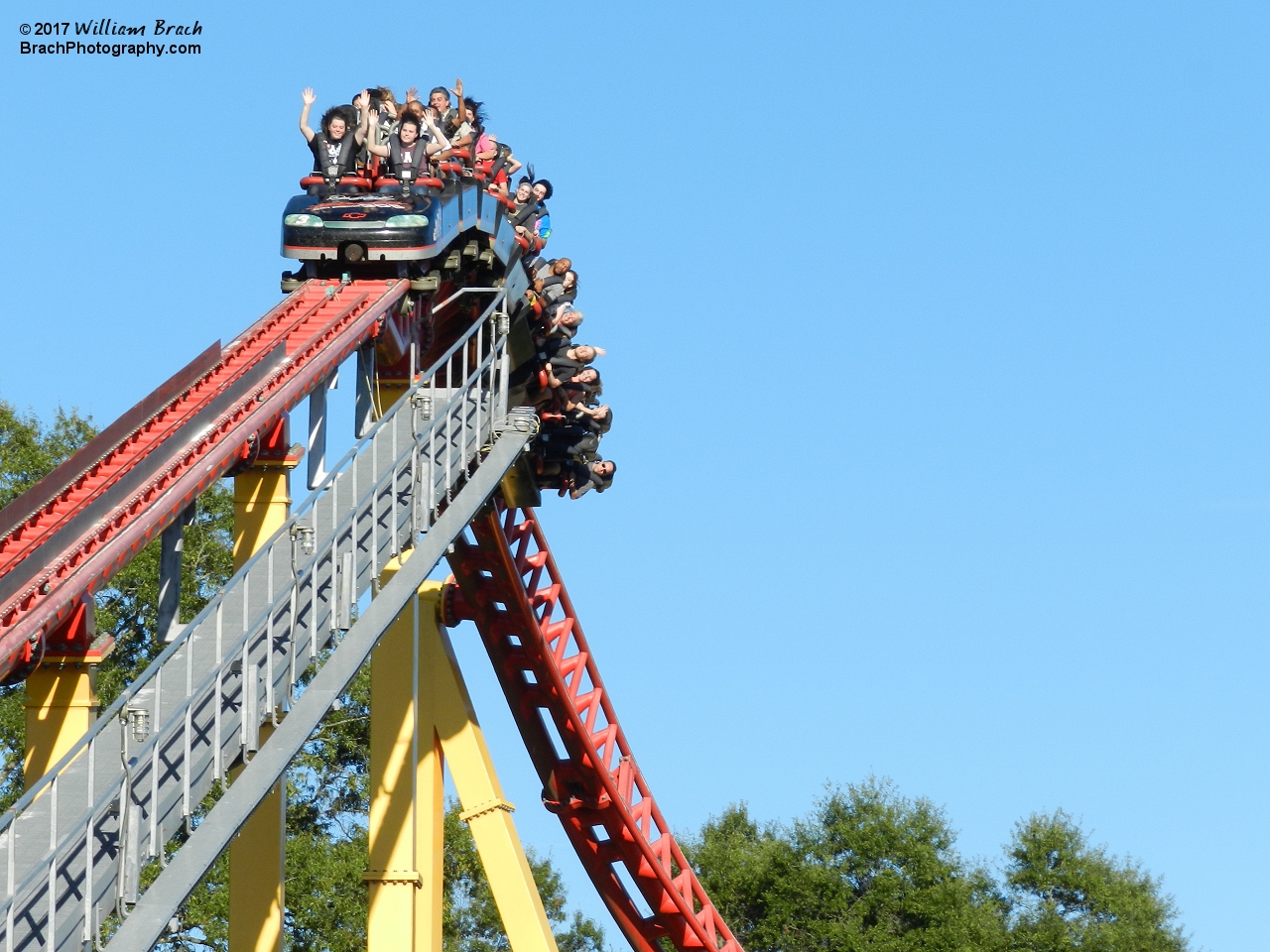 Intimidator 305 train entering the brake run.