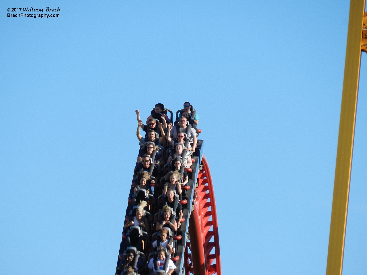 Intimidator 305 train going over the third hill.