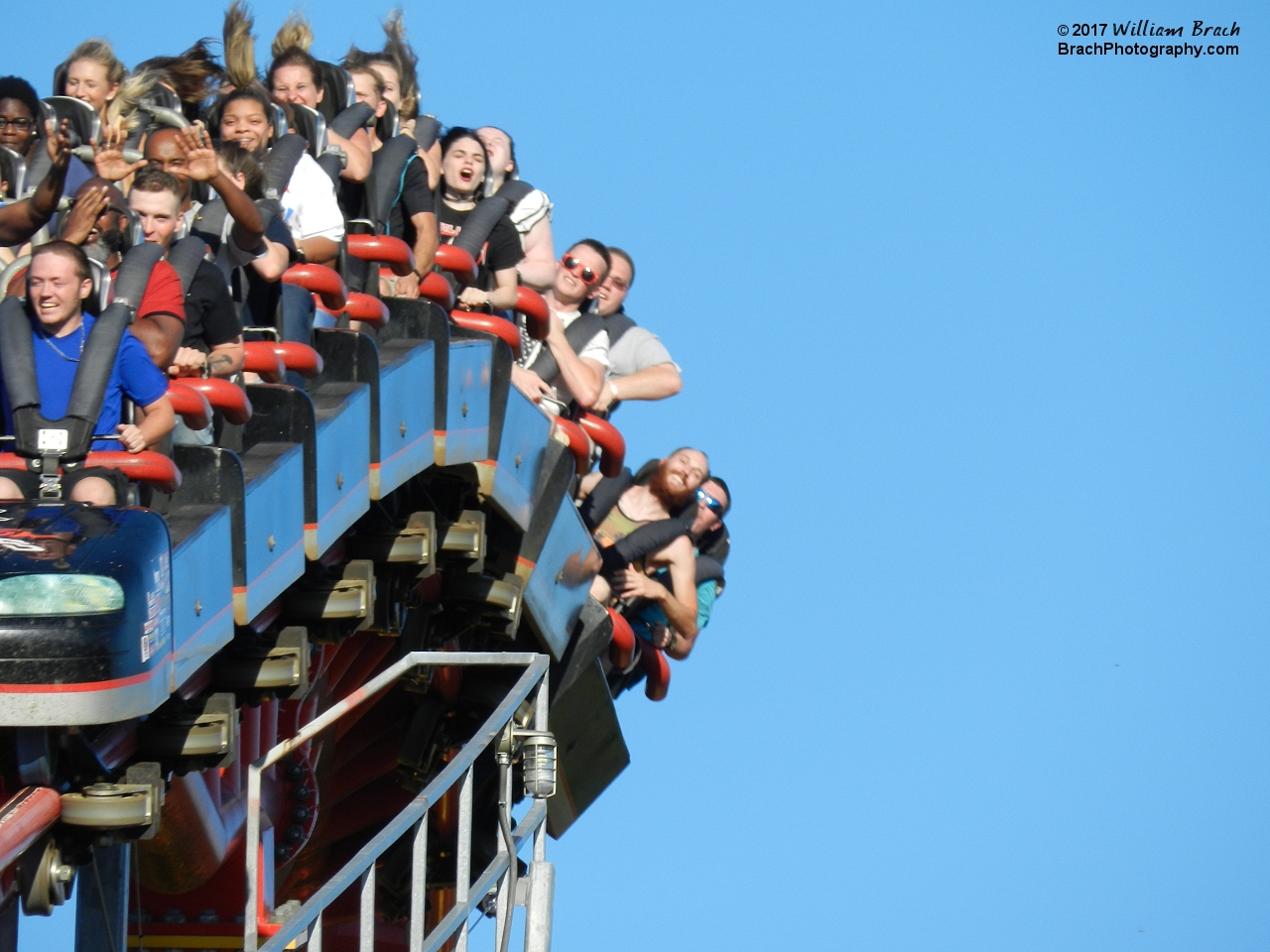 Intimidator 305 train entering the brake run.