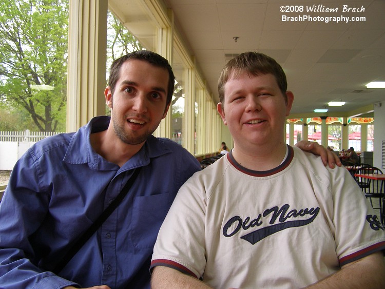 Devin Olson of COASTER-net.com on the left and William Brach of BrachPhotography.com on the right.  It was great to finally meet Devin at Kings Dominion that day.  I made several cameo appearances in the Kings Dominion Digital Delirium video that COASTER-net put out in 2008.