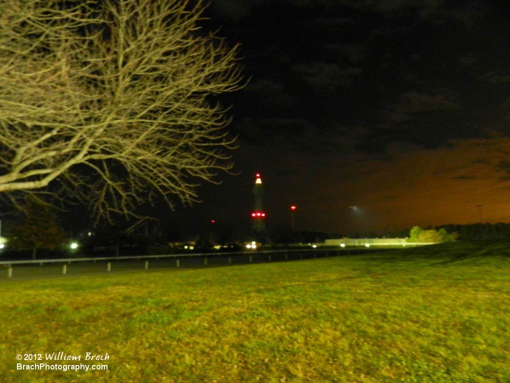 Offseason view of Kings Dominion at night.