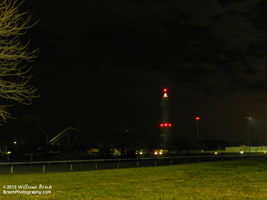 Offseason view of Kings Dominion at night.