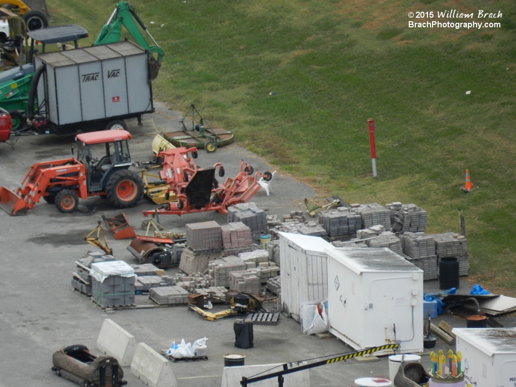 Bricks and cinderblocks, and other stuff in the maintenance areas.