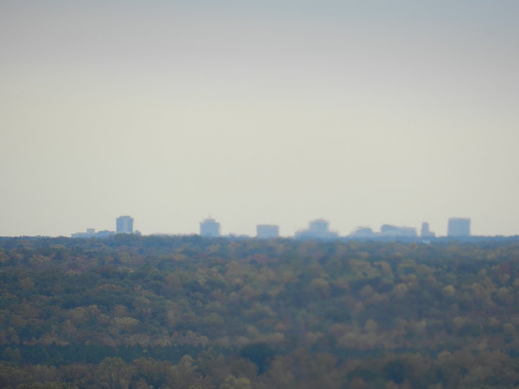 On a clear day like today, you can easily see the Richmond, Virginia skyline from Kings Dominion's Eiffel Tower.