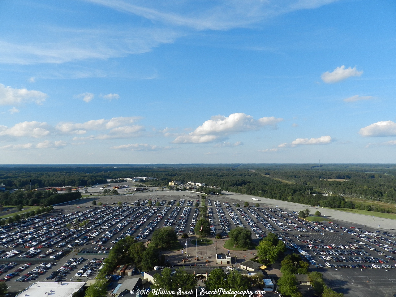 View of Kings Dominion's parking lot and front entrance for 2018.