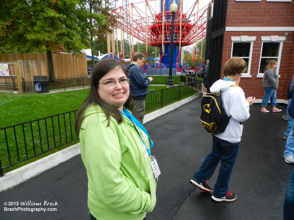 Laura enjoying our exclusive tours during the Coaster Crew's Virginia is for Coaster Lovers event at Kings Dominion.