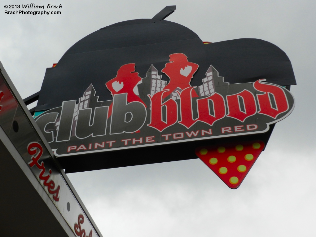 Club Blood's sign at the entrance to the haunted maze.