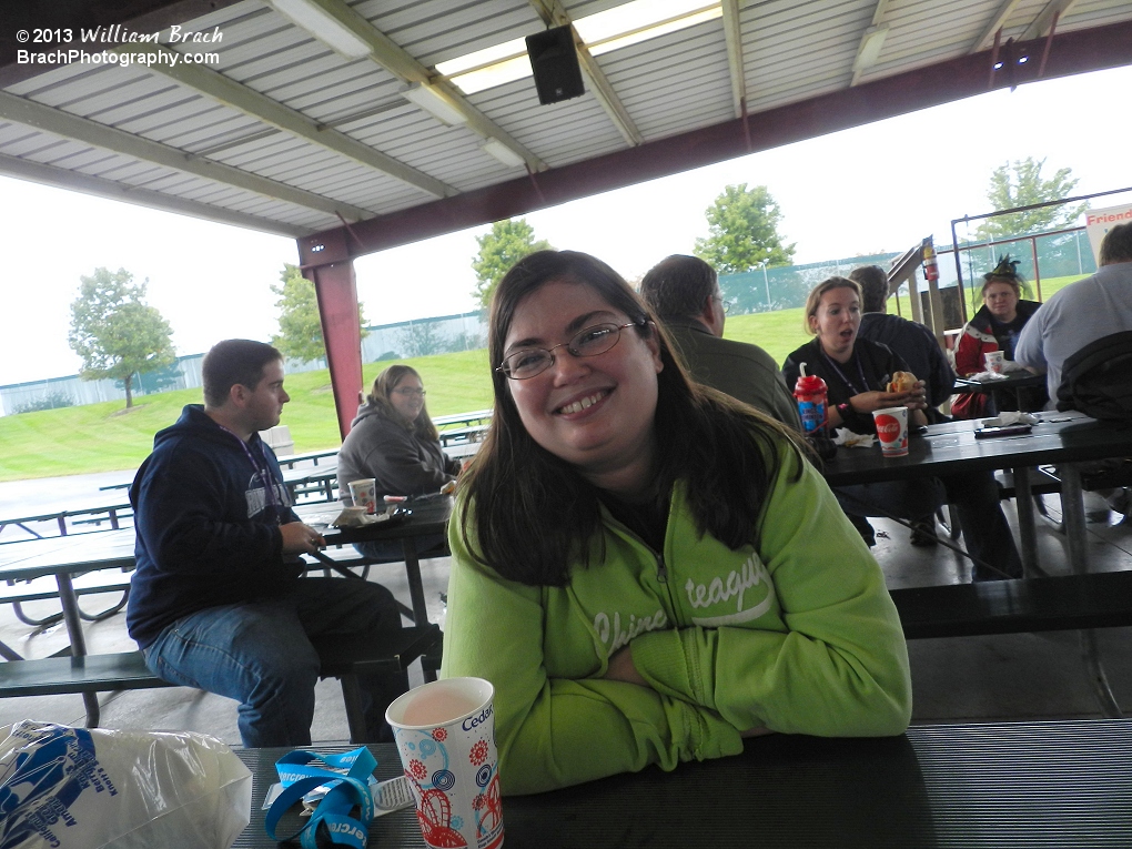 Laura enjoying the picnic as a Coaster Crew member.