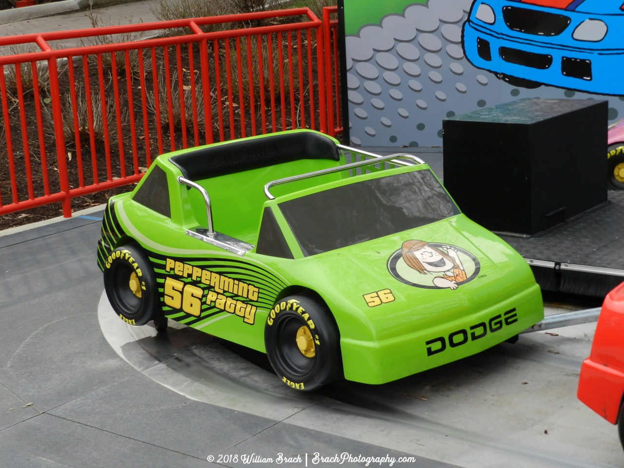 Detailed view of Peppermint Patty's car.