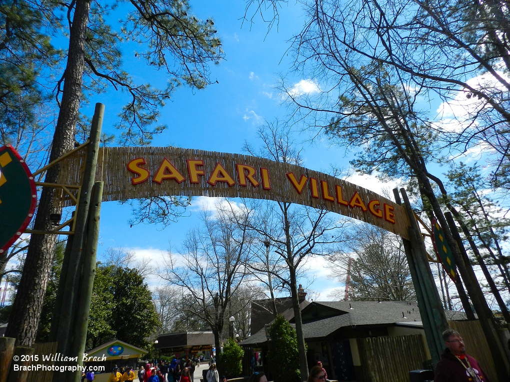 Entrance to the re-themed Safari Village area.  Was previously known as The Congo section of the park.