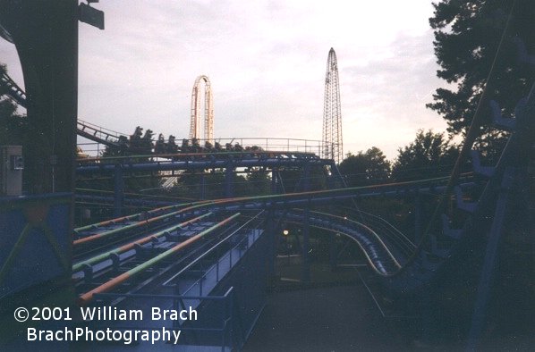 Shockwave train in the helix and a view of the transfer track area.