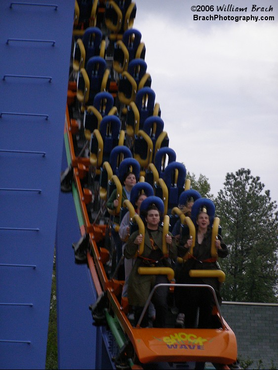 Shockwave train leaving the vertical loop.