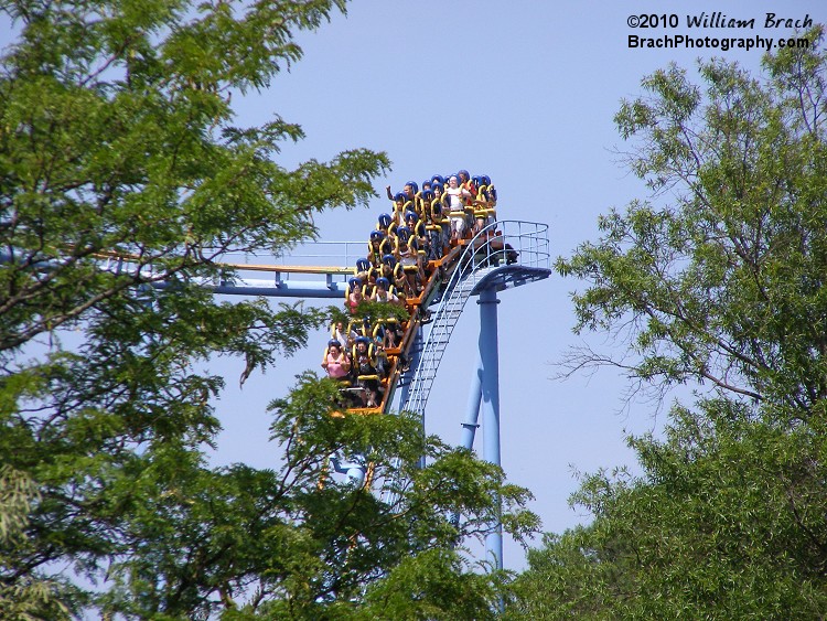 A Shockwave train going down the first drop.