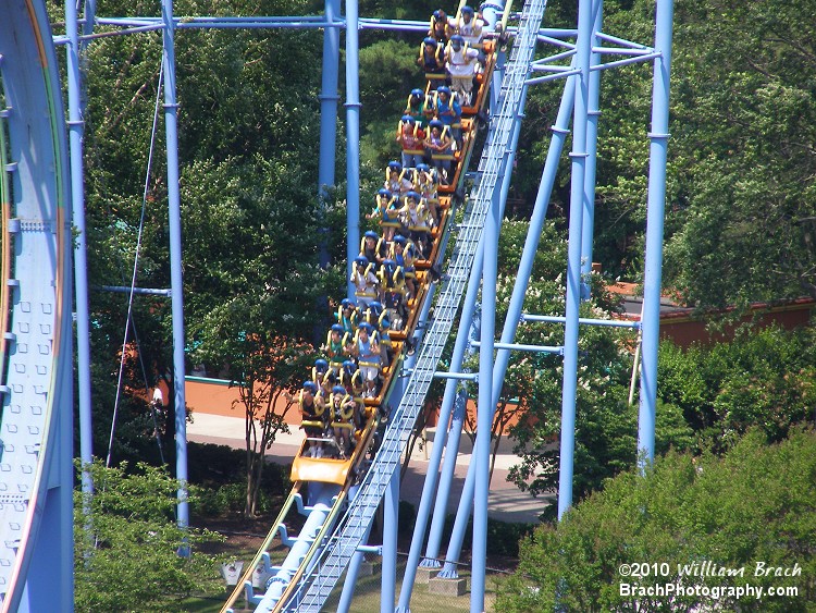 Train going down the drop.