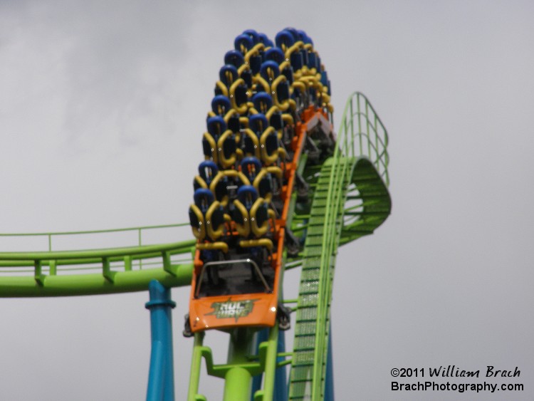 The Shockwave trains stayed the same orange color they were known to be previously.  The ride logo did change on the coaster.