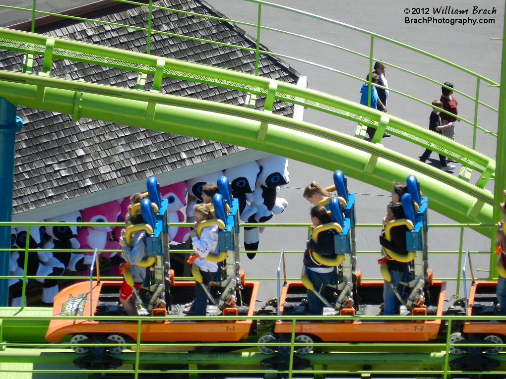 Shockwave train at the top of the lift hill.