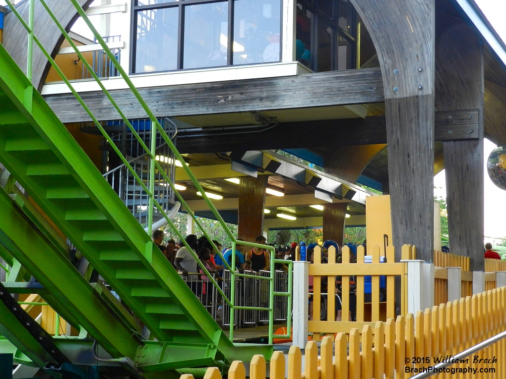 Looking into the station of Shockwave.  The operator's booth was above the station in the glass enclosed room.