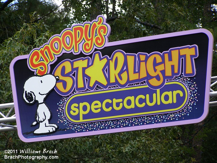 Snoopy's Starlight Spectacular entrance sign.