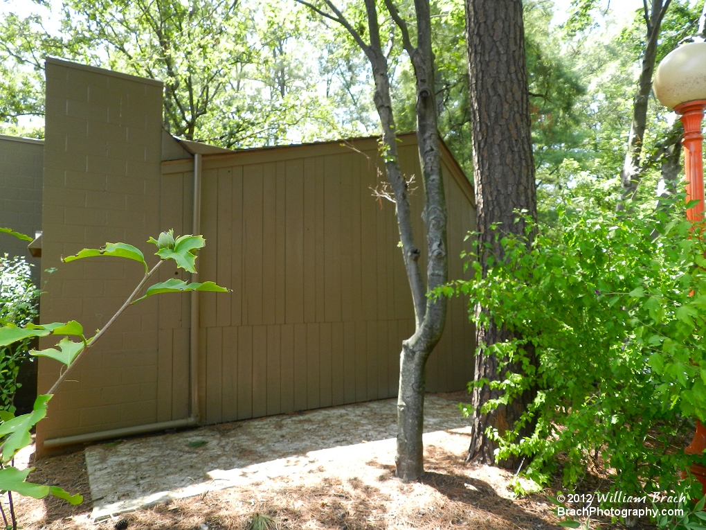 Treasure Cave Remembered:  Exit of the attraction closed, boarded up and painted over.