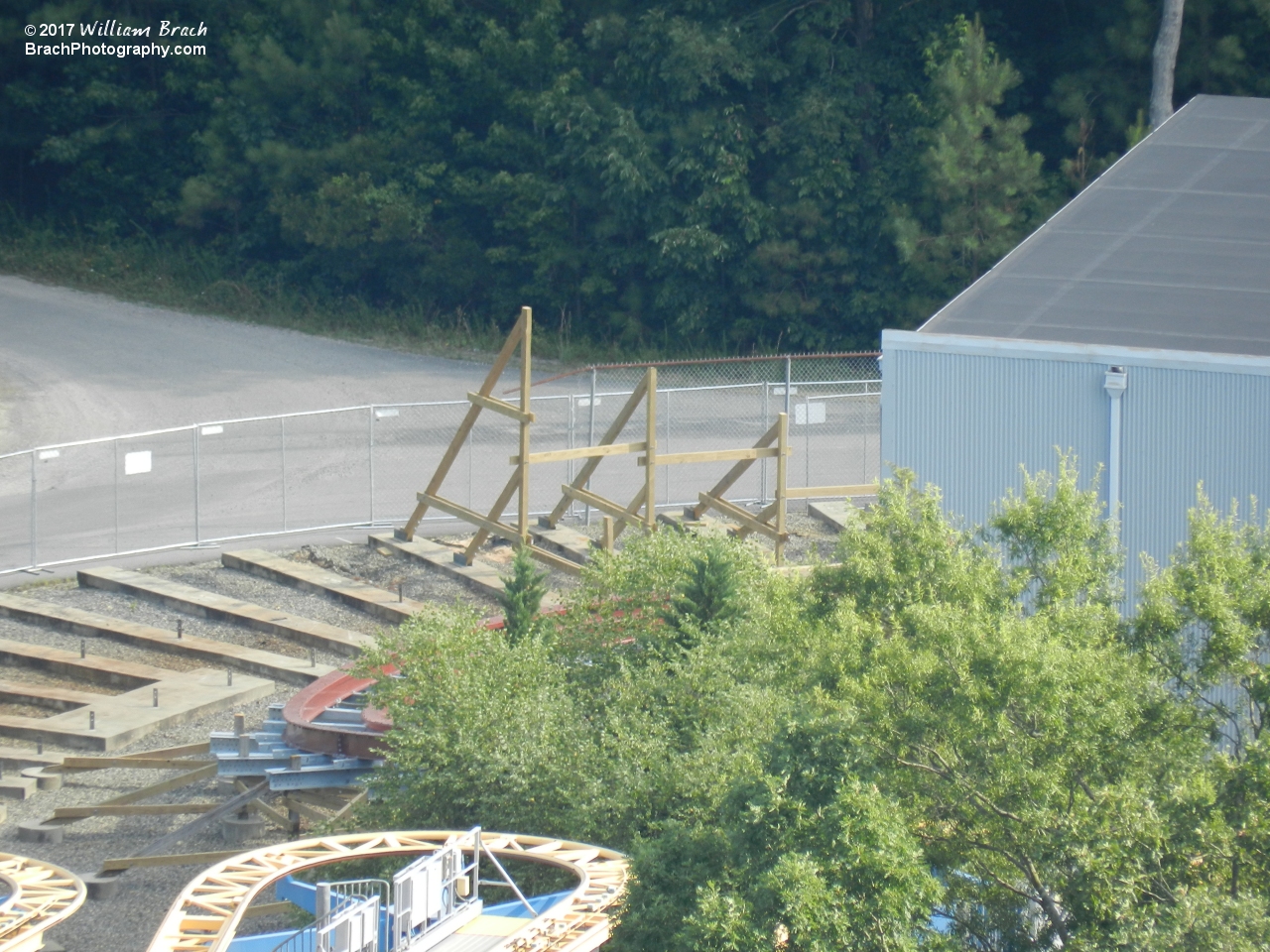 Notice the track coming out off the station and new woodwork going up in the turn behind the station!