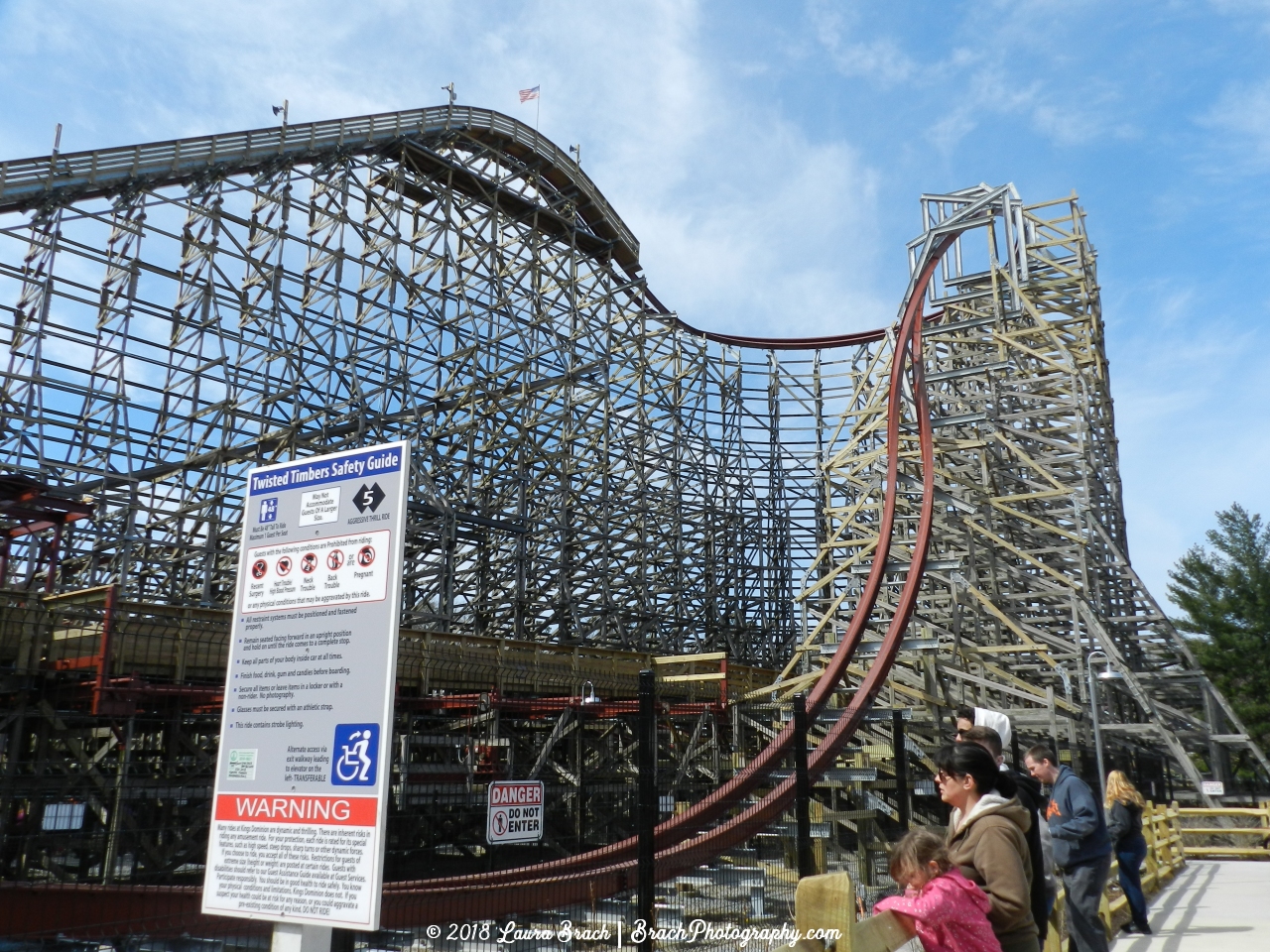 Hurler was transformed into Twisted Timbers for the 2018 season!  Here's a look at the new taller lift hill and barrel-roll first drop!