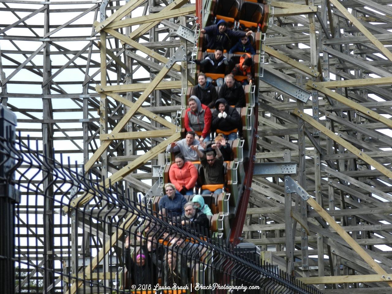 Twisted Timbers has two trains - Green and Blue.  The blue train is a nod to Hurler.