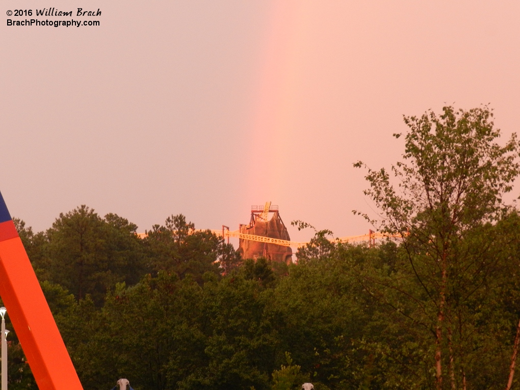 On this visit to Kings Dominion, we had a nice two hour rain delay and saw that Volcano was spewing a rainbow afterwards.