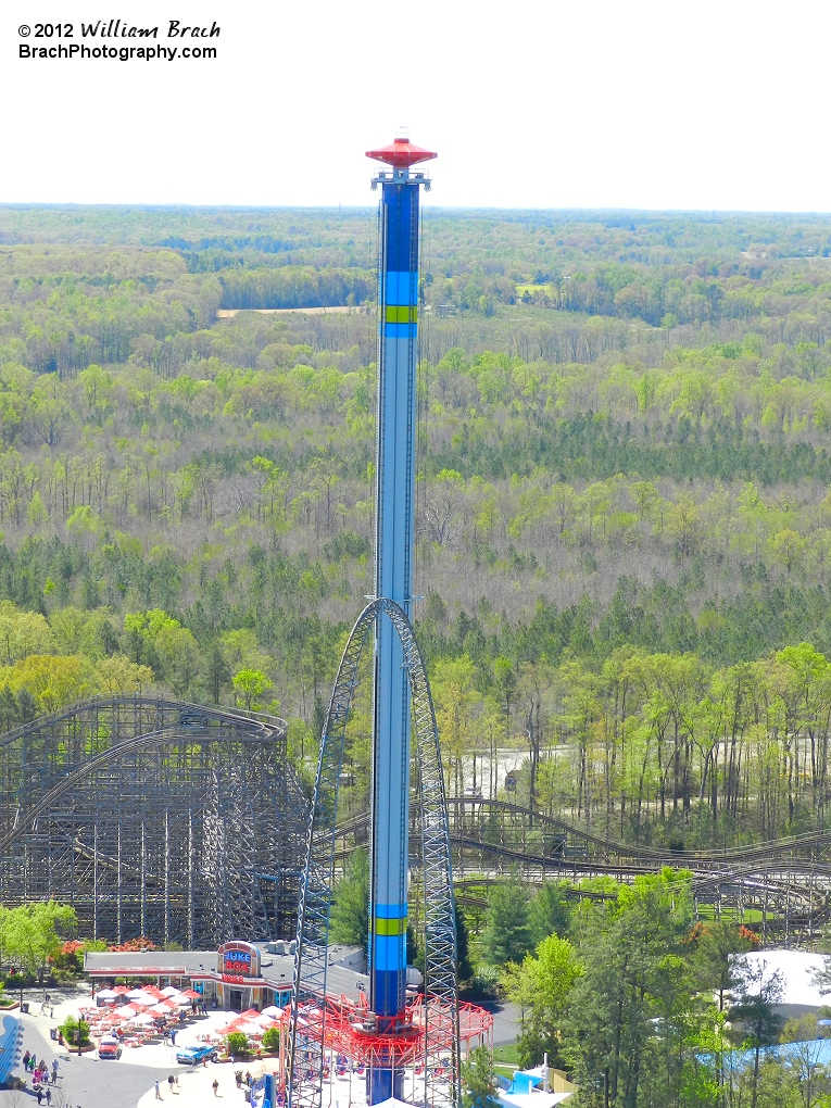 300-ft tall WindSeeker as seen from the Eiffel Tower at Kings Dominion.