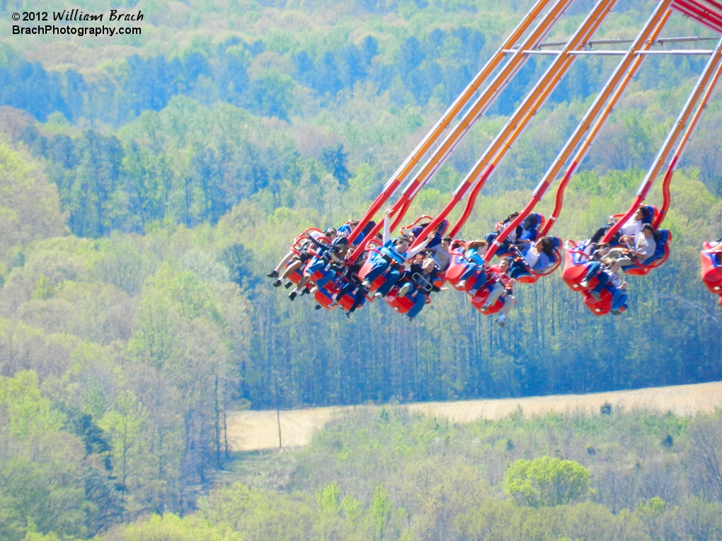 High up off the ground and swinging in the air!