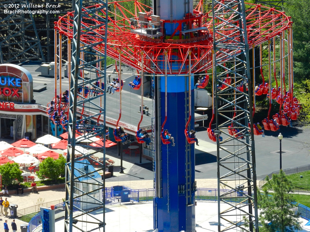 WindSeeker on Opening Day 2012 from the Eiffel Tower.