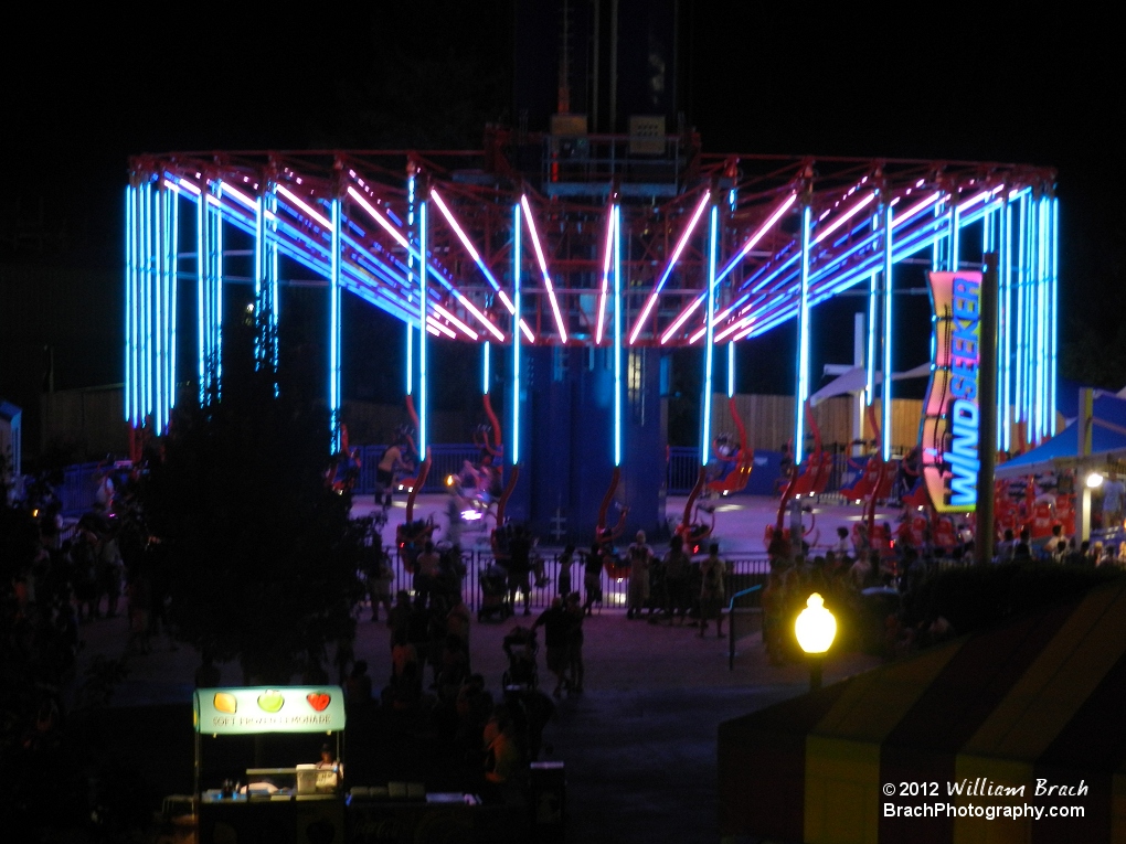 WindSeeker lit in blue.