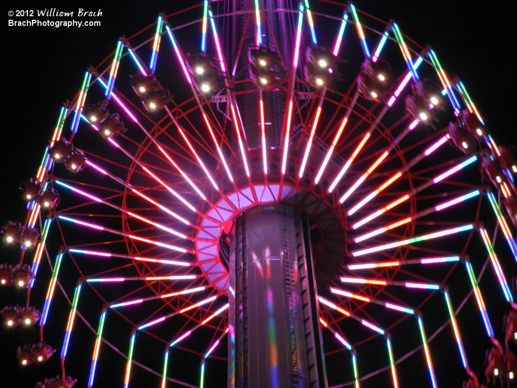 WindSeeker at night almost in the station.