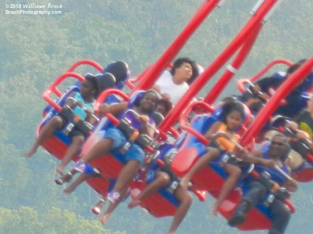 More WindSeeker riders as seen from the Eiffel Tower.