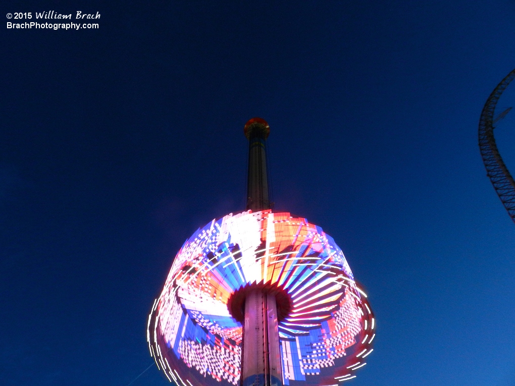 Ride going up the tower.