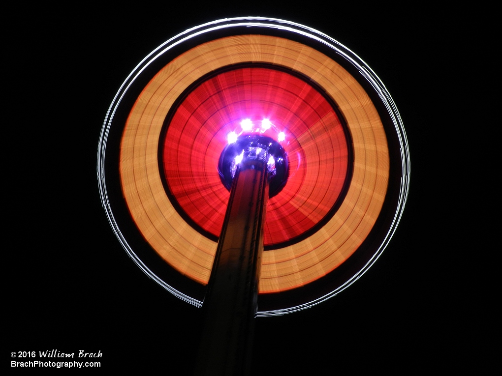 WindSeeker at the top of the tower at night.