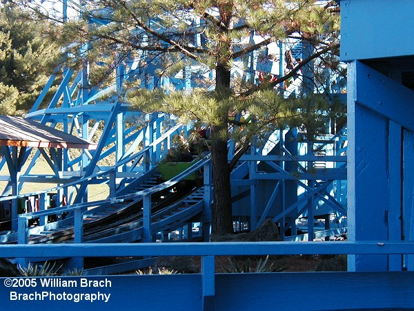 Train going up the lift hill.