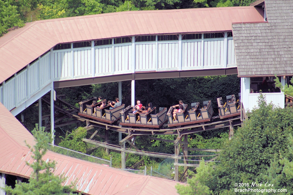 A train heading out of the station.