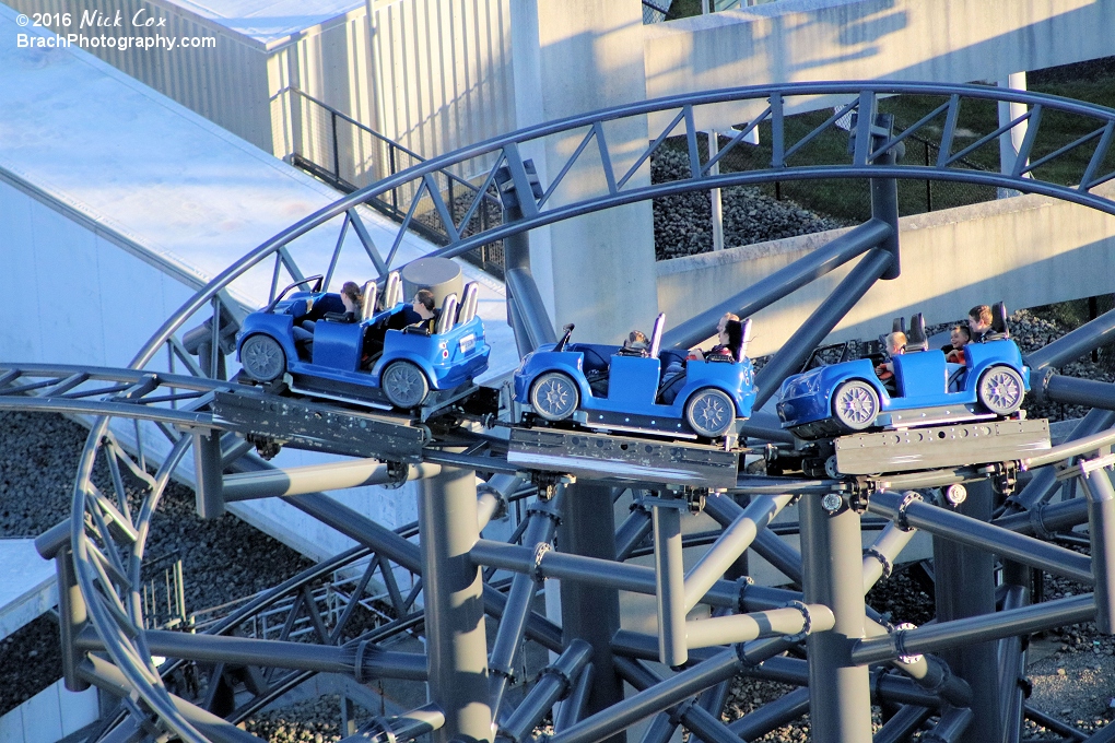 Riders preparing for the drop.