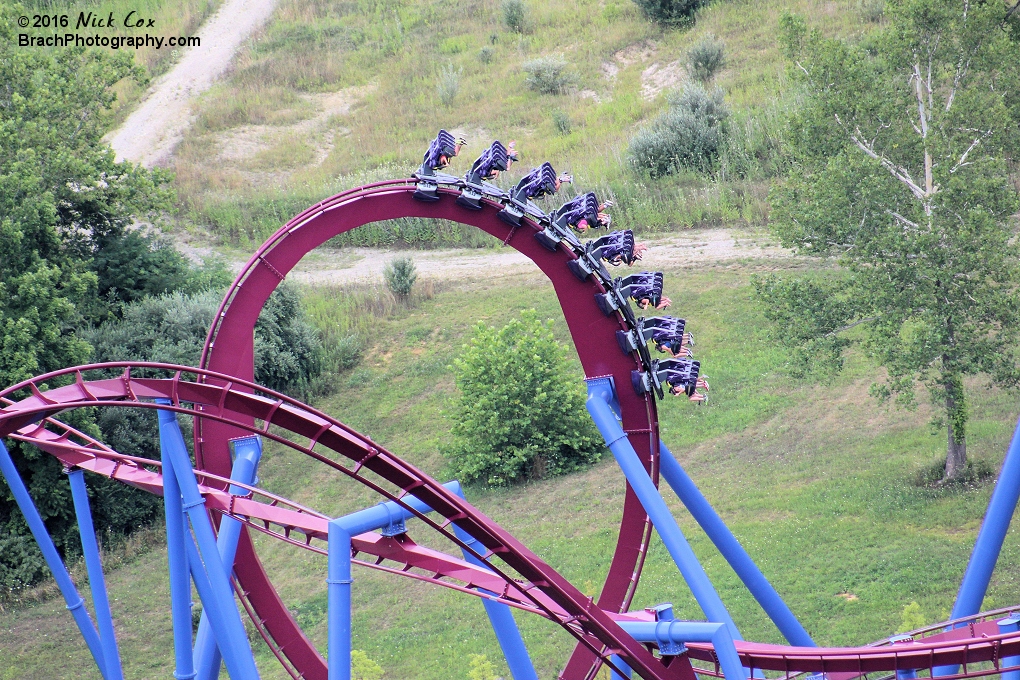 A train in the second vertical loop.