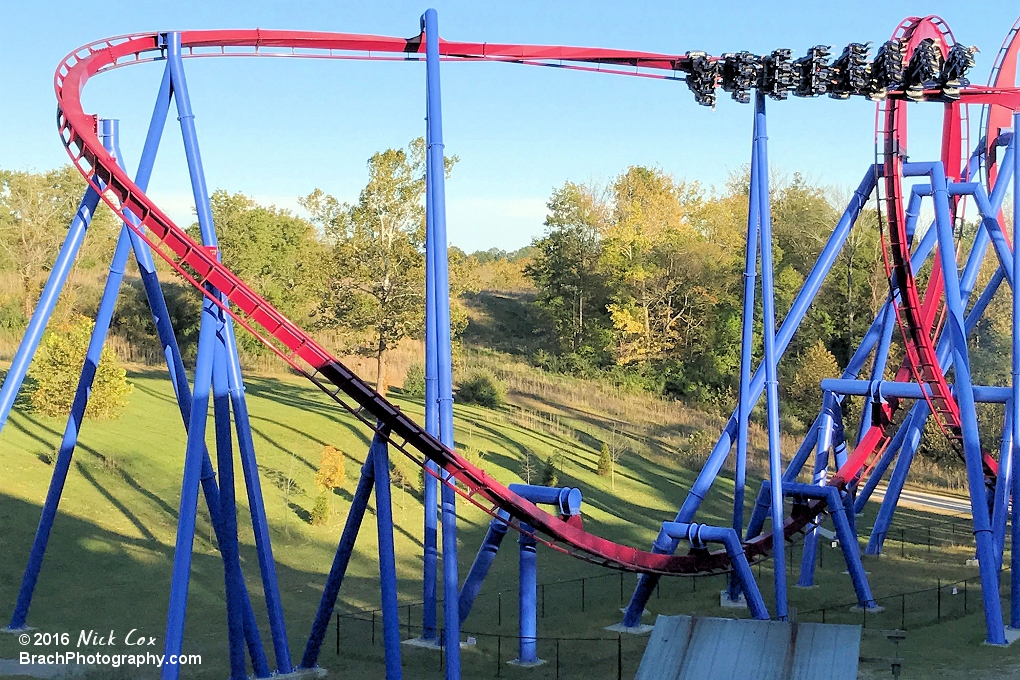 Banshee going through the in-line twist as seen from the former Son of Beast station.