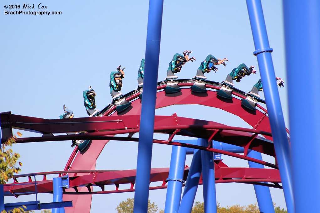 Banshee in the background flying through the second vertical loop.