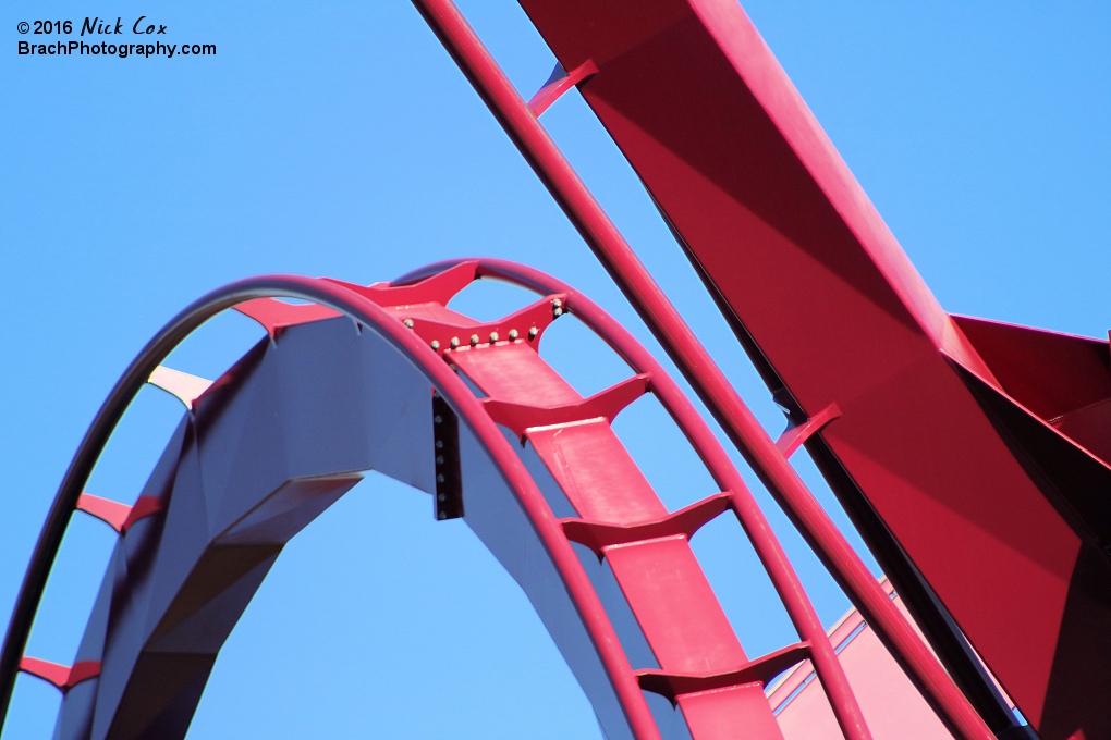 A close-up of the dive loop and the vertical loop.